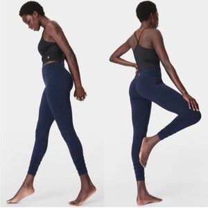 Sweaty Betty- Navy All Day 7/8 Ruched Leggings XS